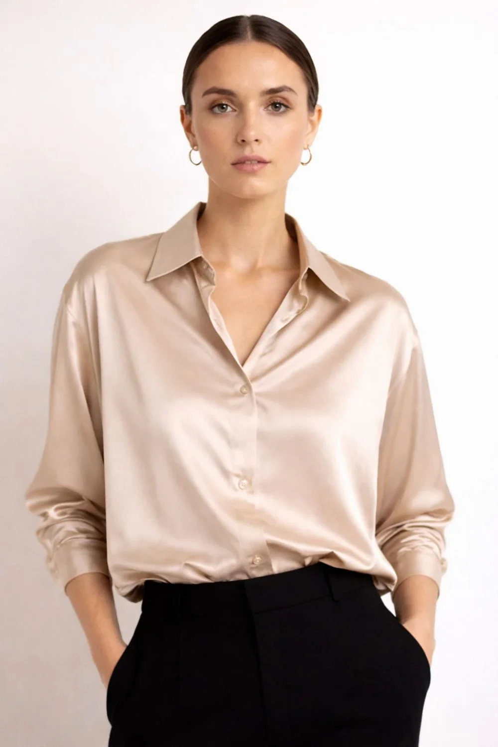 Beige Satin Shirt