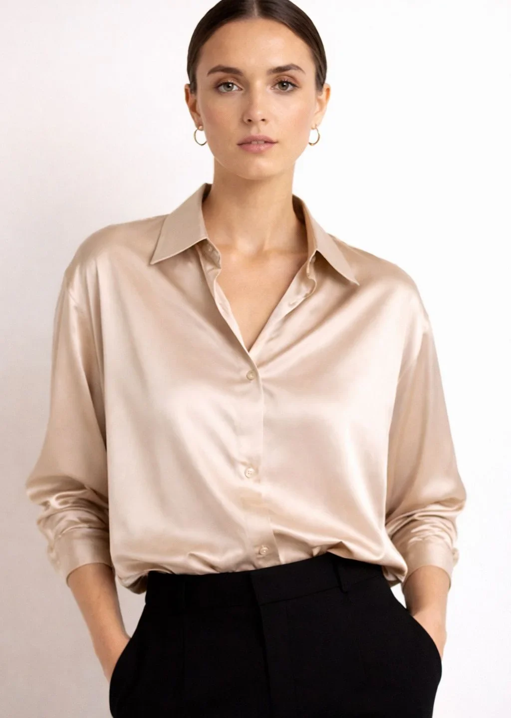 Beige Satin Shirt