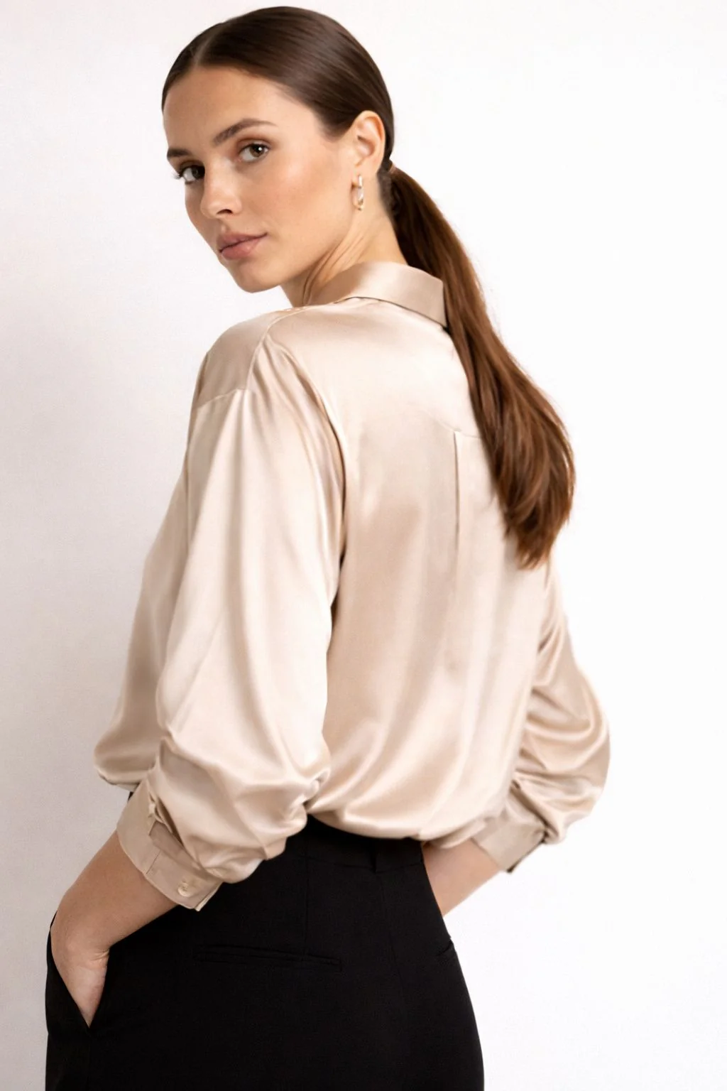 Beige Satin Shirt