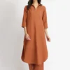 Linen Blend Kurta Pant Set