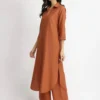 Linen Blend Kurta Pant Set