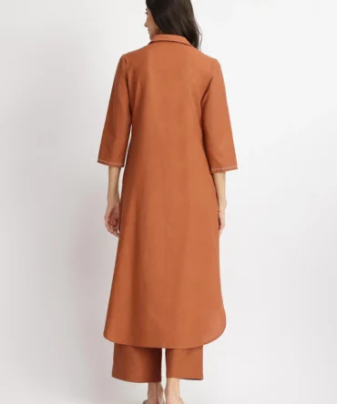 Linen Blend Kurta Pant Set