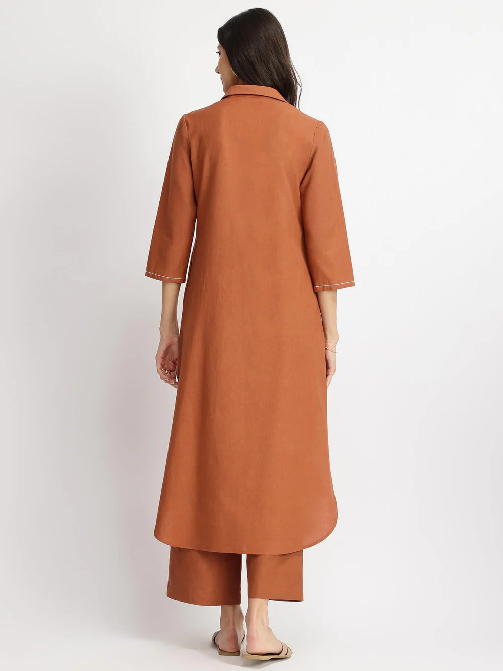 Linen Blend Kurta Pant Set