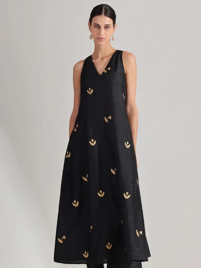 Black Silk Blend Kurta