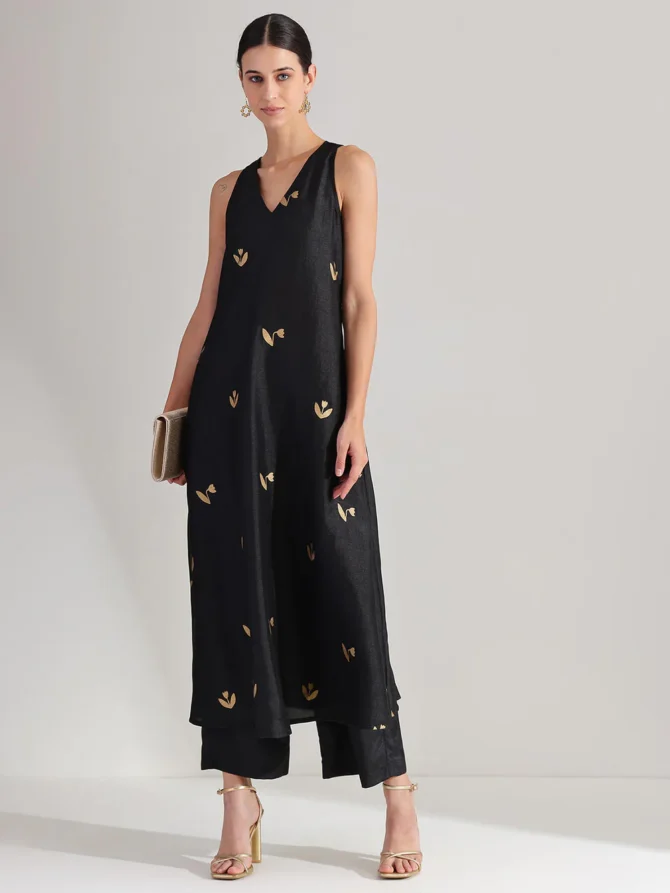 Black Silk Blend Kurta