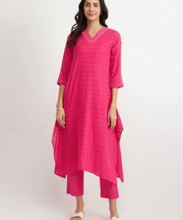 Jacquard Asymmetric Kurta Set