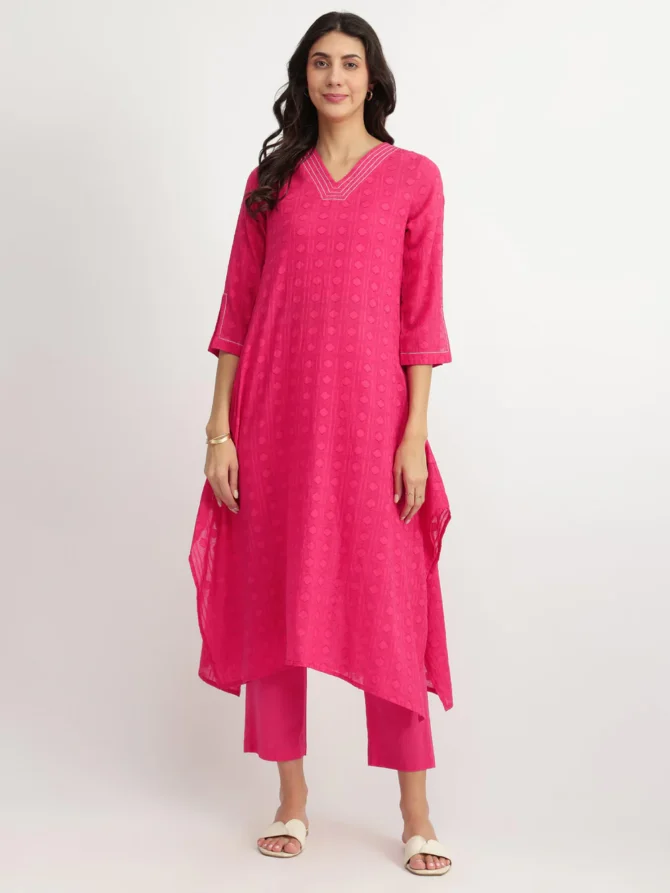 Jacquard Asymmetric Kurta Set