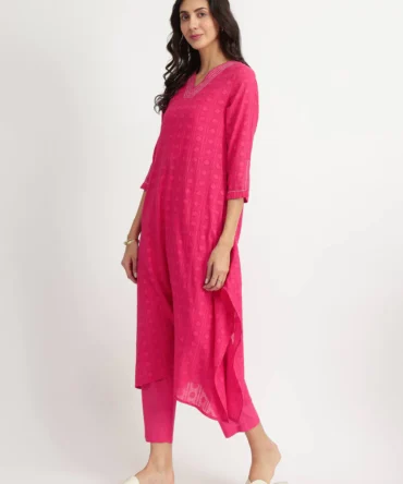 Jacquard Asymmetric Kurta Set