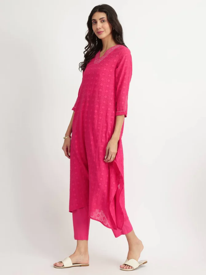 Jacquard Asymmetric Kurta Set