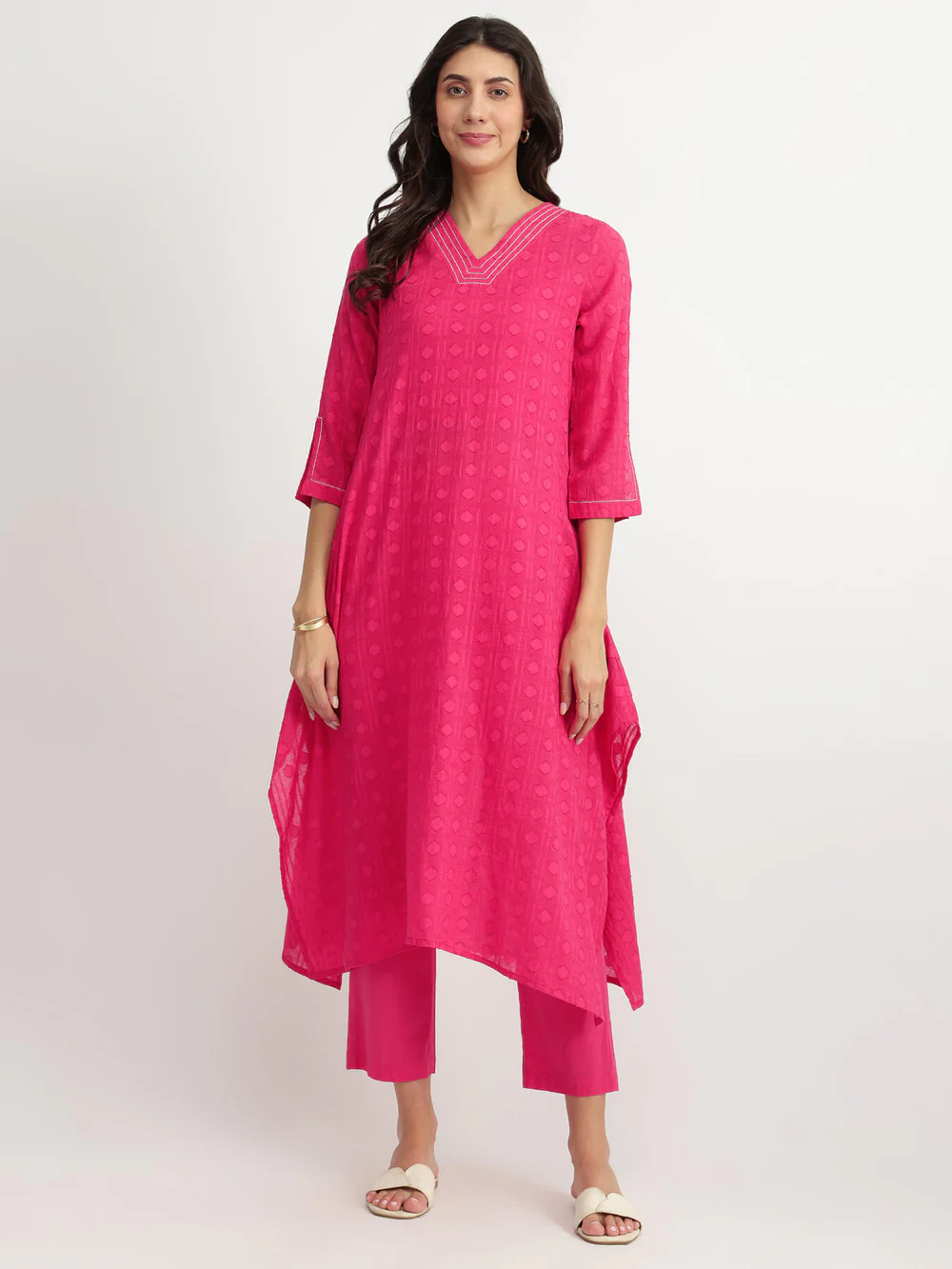 Jacquard Asymmetric Kurta Set