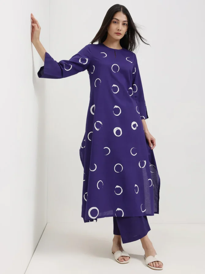 Polka Print Cotton Kurta